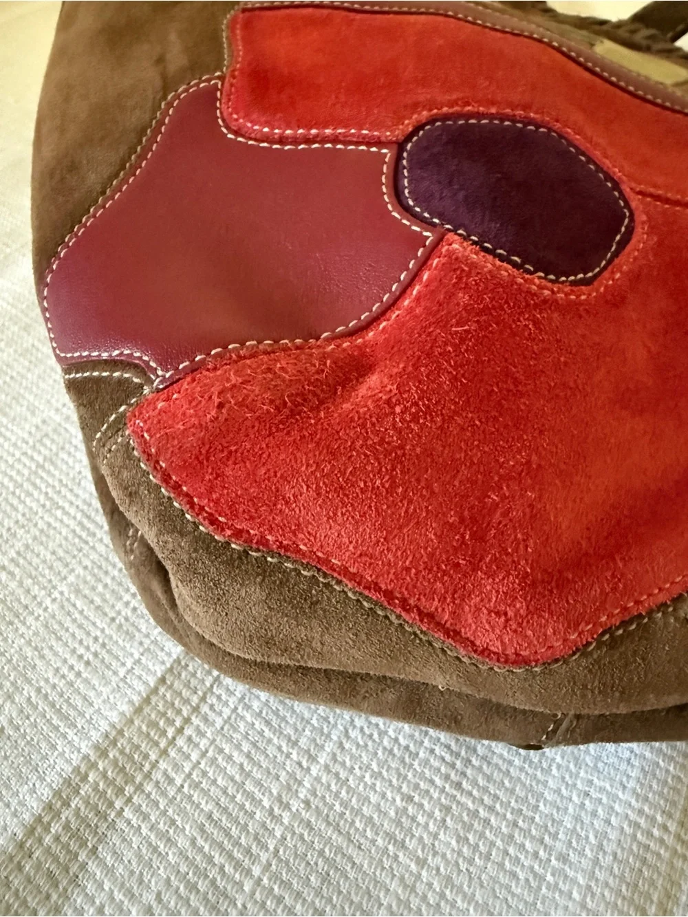 RARE 2006 Vintage Coach 'Poppies for Peace' Suede Shoulder Bag • Poppy Purse